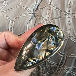 Statement labradorite adjustable sterling silver ring